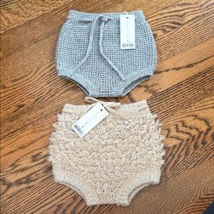 Rylee and cru Gray and Cream Knit Baby Bloomers